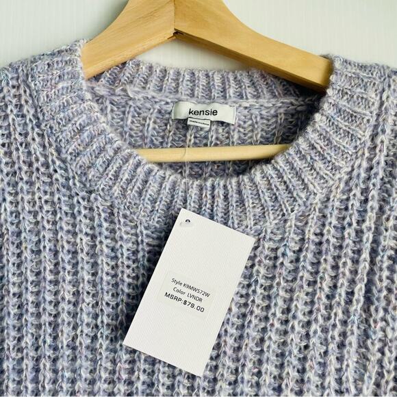 🆕 Kensie know Front long sleeve sweater purple with sparkle thread NWT size XS - Picture 4 of 10